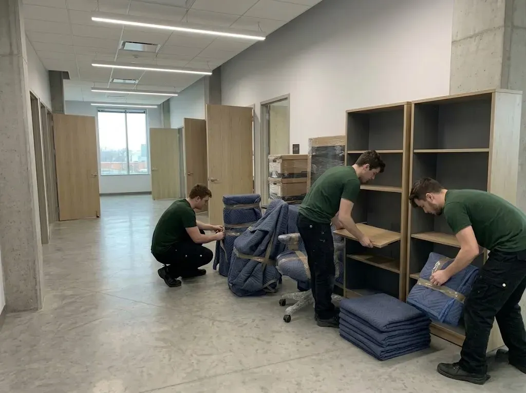 Furniture disassembly for moving with hardware bagged and labelled by panel