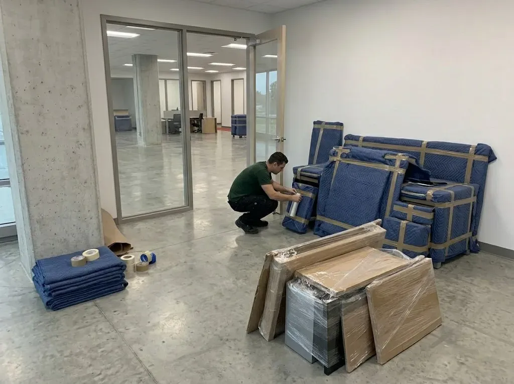Furniture pieces expertly wrapped and protected for a Markham move